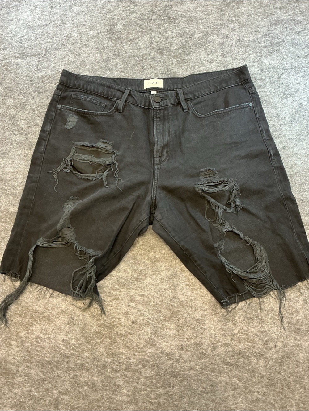 FRAME Distressed Black Men’s Denim Shorts Size 36